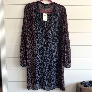 Lucky Brand Navy and Pink Floral Dress NEW